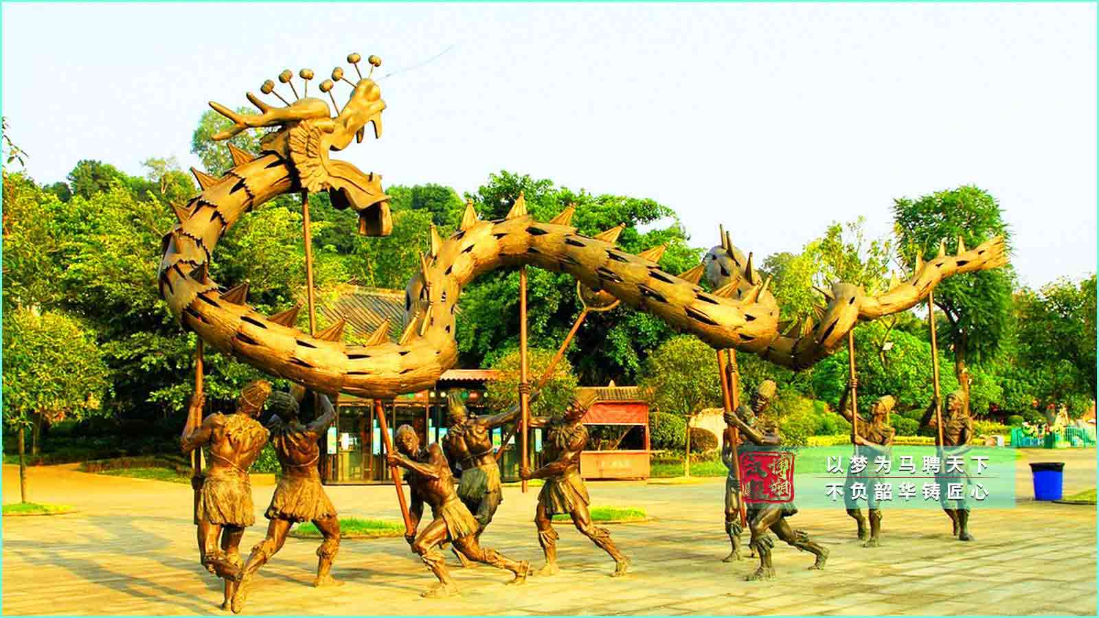 鑄銅民俗舞龍人物雕塑,戶(hù)外城市廣場(chǎng)景區(qū)銅雕,雕塑制作源頭工廠(chǎng)